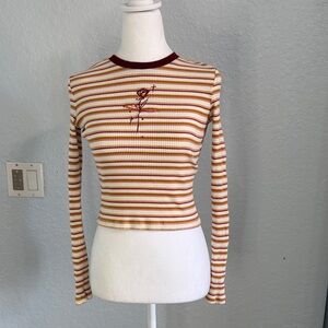 Cider Striped Ribbed Top in Red and Yellow